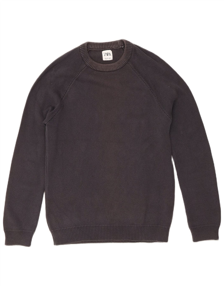 Maglione maglione girocollo da uomo Zara grande blu navy
