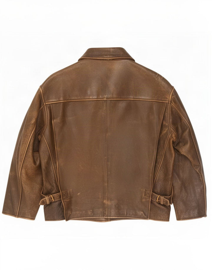 Giacca in pelle vintage da uomo UK 42 XL Marrone