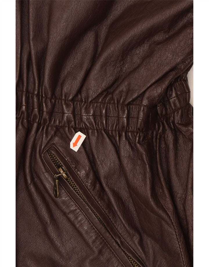 Giacca in pelle vintage da donna UK 20 2XL Marrone