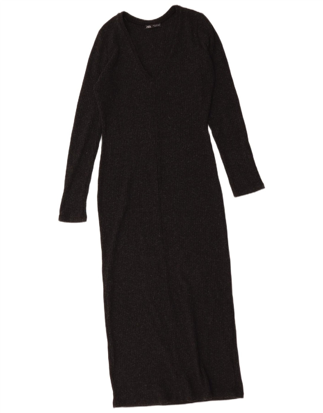 Abito maglione a maniche lunghe da donna Zara UK 10 piccolo poliestere grigio