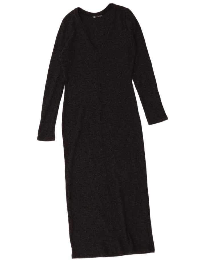 Abito maglione a maniche lunghe da donna Zara UK 10 piccolo poliestere grigio