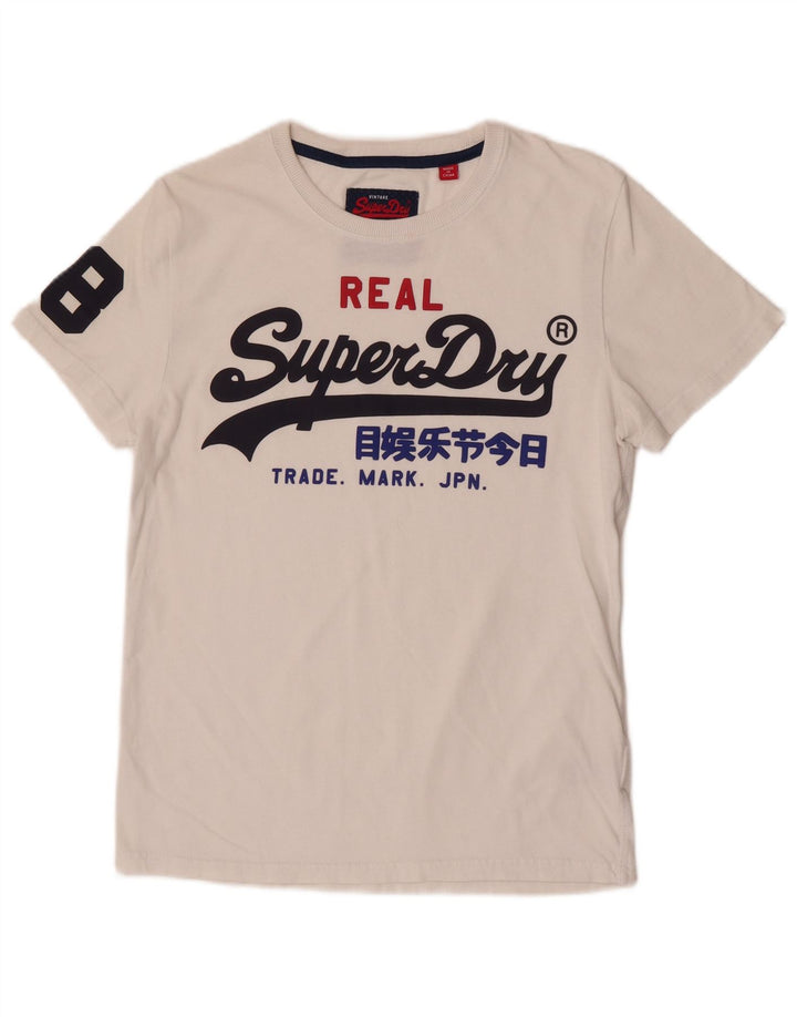 T-shirt grafica regolare da uomo Superdry Top in cotone bianco medio