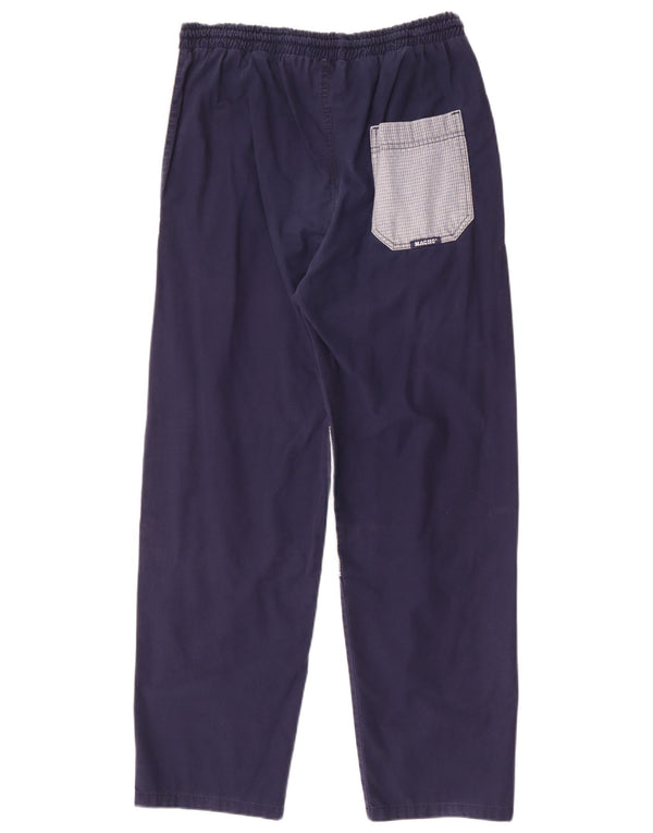Pantaloni casual affusolati da uomo Macho W32 L30 cotone color block blu navy