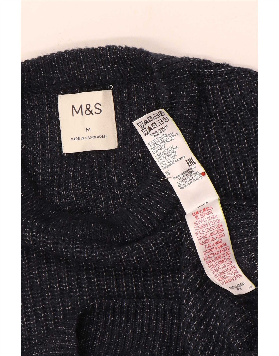 Maglione maglione girocollo da uomo Marks & Spencer medio blu navy screziato