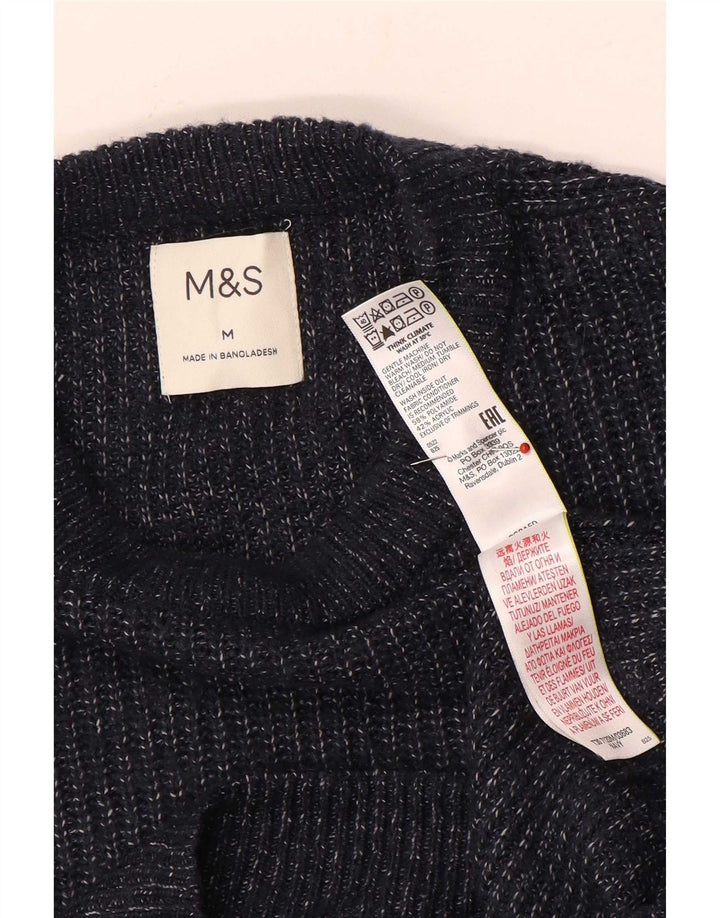 Maglione maglione girocollo da uomo Marks & Spencer medio blu navy screziato