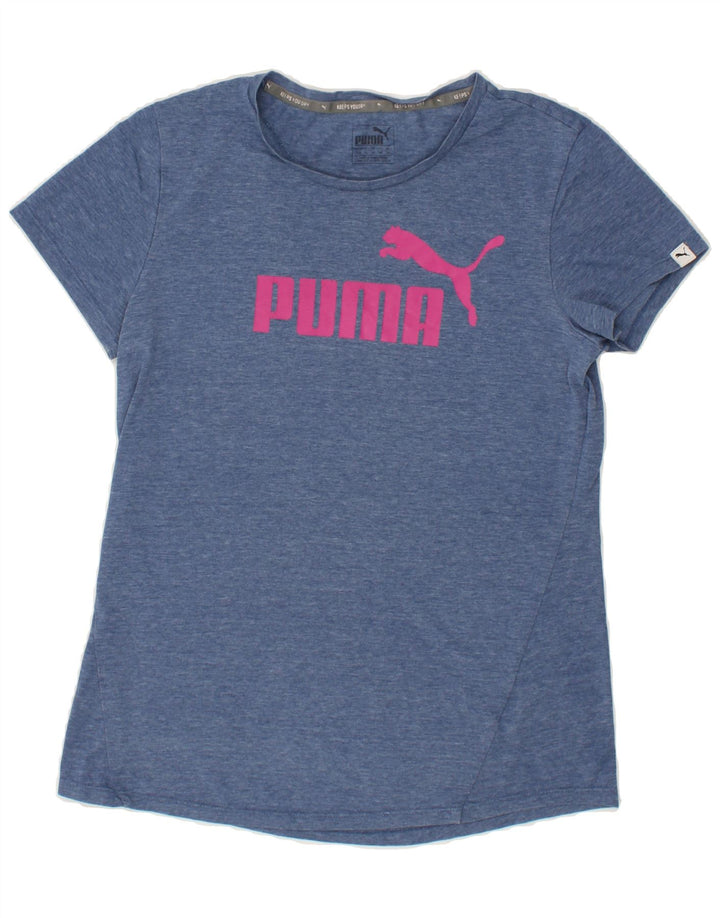 PUMA Womens Graphic T-Shirt Top UK 12 Medium Navy Blue Cotton Vintage Puma and Second-Hand Puma from Messina Hembry 