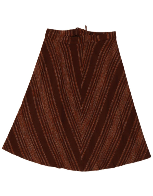 Gonna a trapezio da donna vintage IT 48 XL W28 Acrilico a strisce marrone