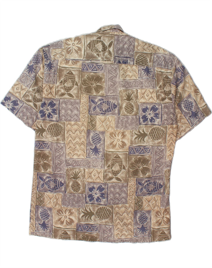PIERRE CARDIN Mens Short Sleeve Shirt Small Brown Patchwork Cotton Vintage Pierre Cardin and Second-Hand Pierre Cardin from Messina Hembry 