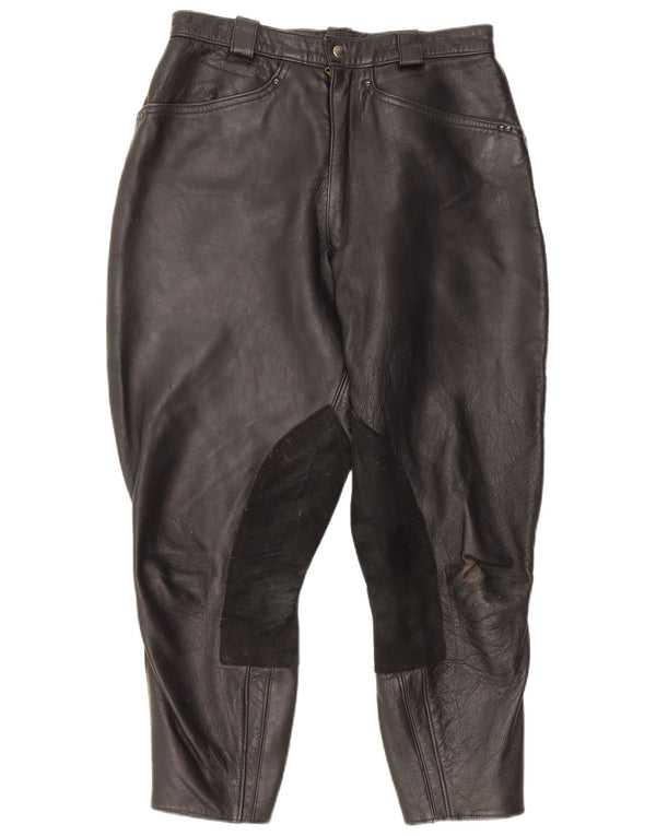 Pantaloni in pelle da motociclista vintage da uomo W30 L26 in pelle nera