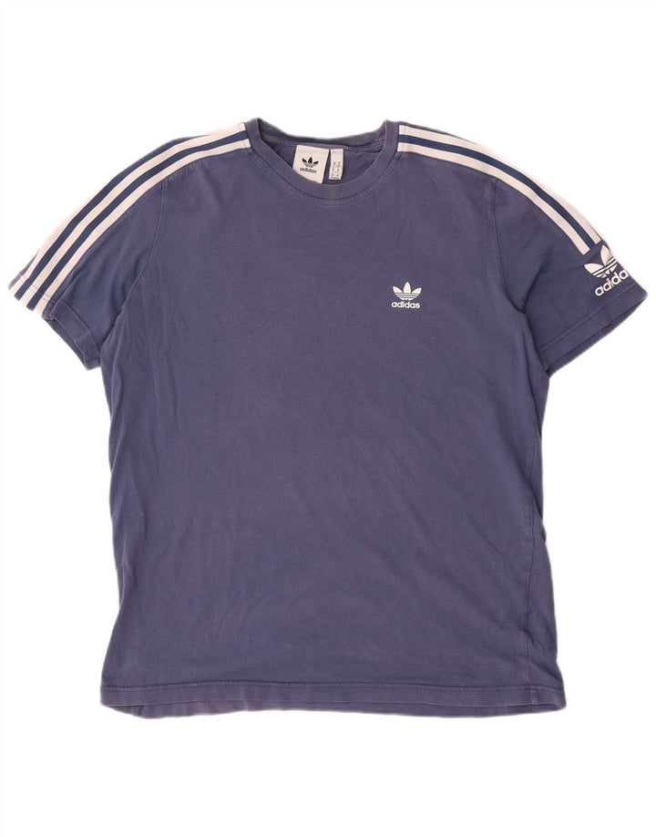 T-shirt grafica da uomo Adidas Top in cotone blu medio