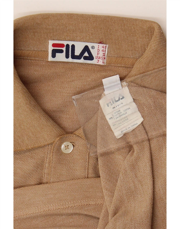 Polo da uomo FILA IT 48 cotone screziato marrone medio