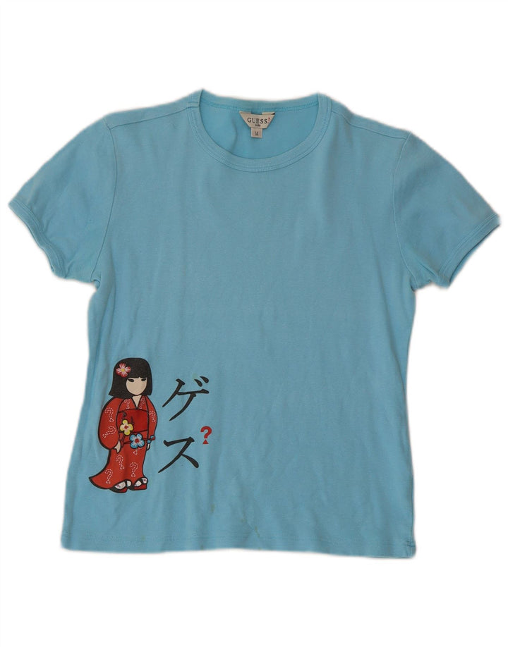 T-shirt grafica GUESS per bambina 13-14 anni in cotone blu