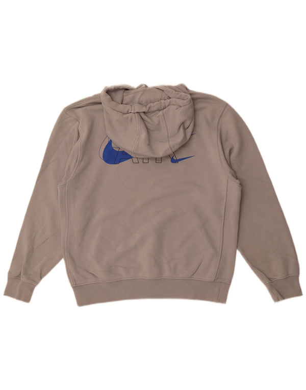 Felpa con cappuccio oversize con grafica Nike da donna UK 10 piccola in cotone grigio