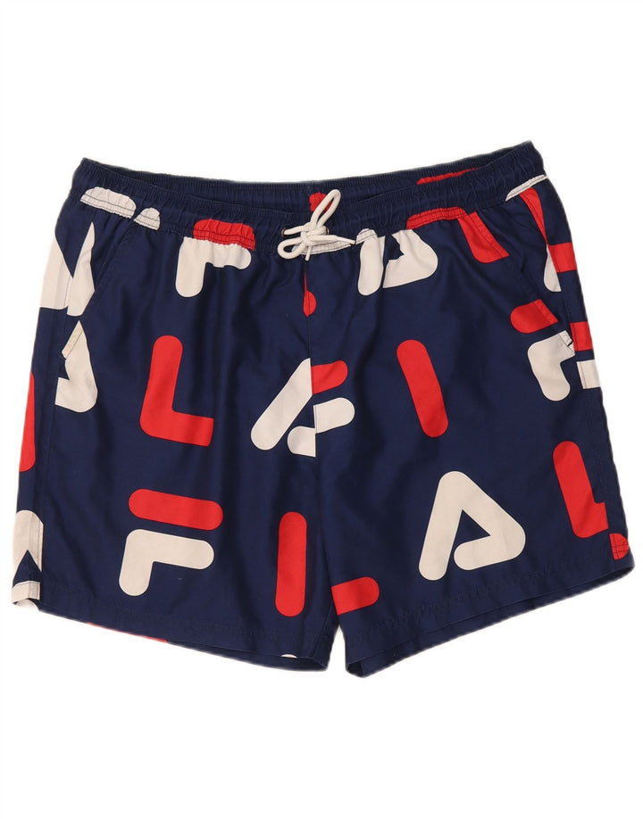 Pantaloncini da bagno grafici da uomo Fila XL poliestere blu navy