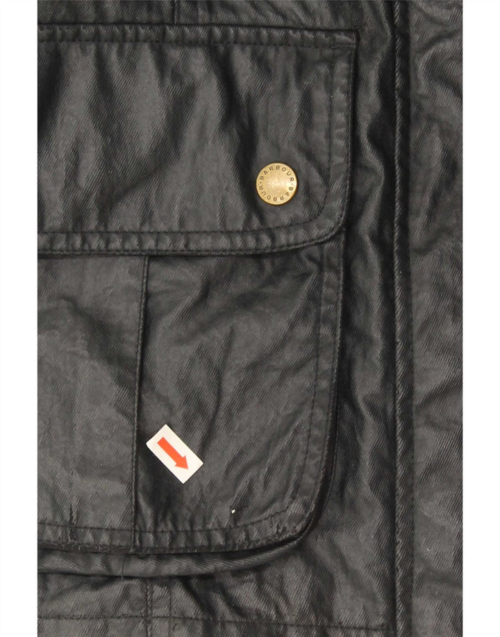 Giacca militare da donna in ecopelle Barbour UK 14 grande poliestere nero