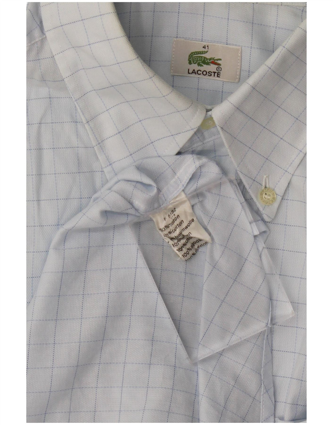 Camicia da uomo LACOSTE taglia 41 grande cotone a quadri blu