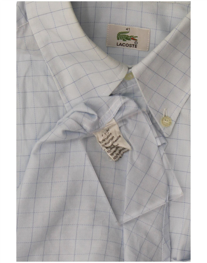Camicia da uomo LACOSTE taglia 41 grande cotone a quadri blu