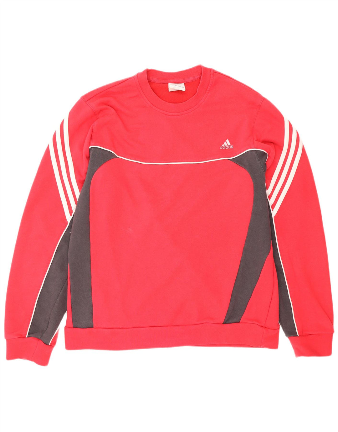 Felpa ADIDAS da uomo Climalite, maglione in cotone color block rosso medio
