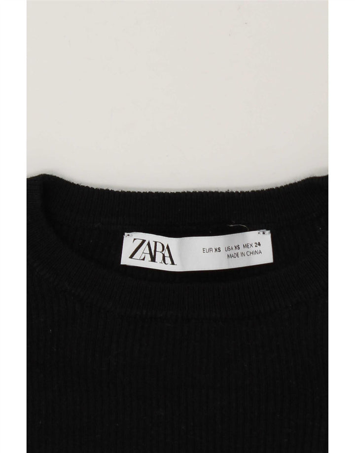 Top corto da donna Zara a maniche lunghe UK 6 XS Nero