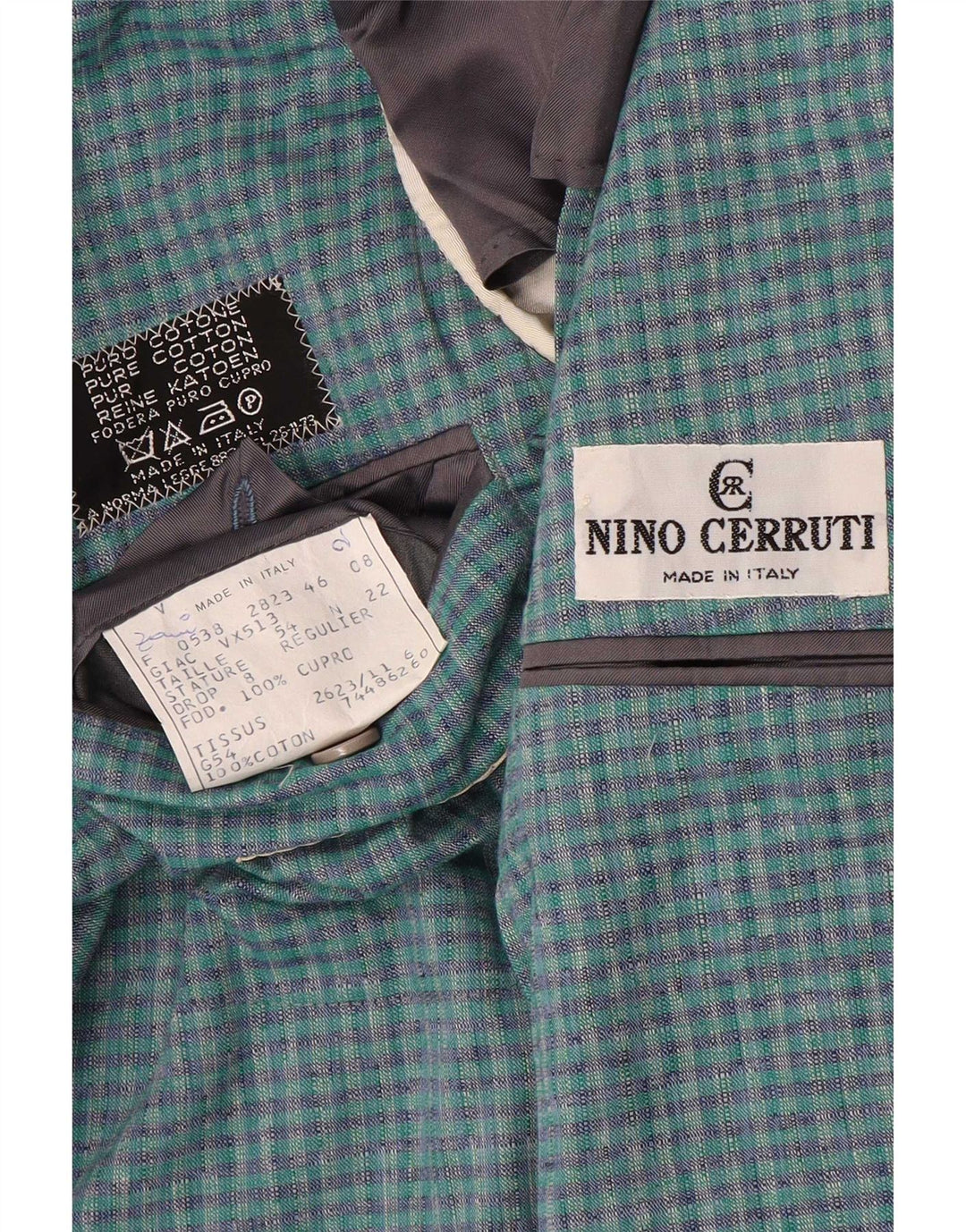 Giacca Blazer da Uomo a 2 Bottoni Nino Cerruti IT 54 2XL Cotone a quadri Blu