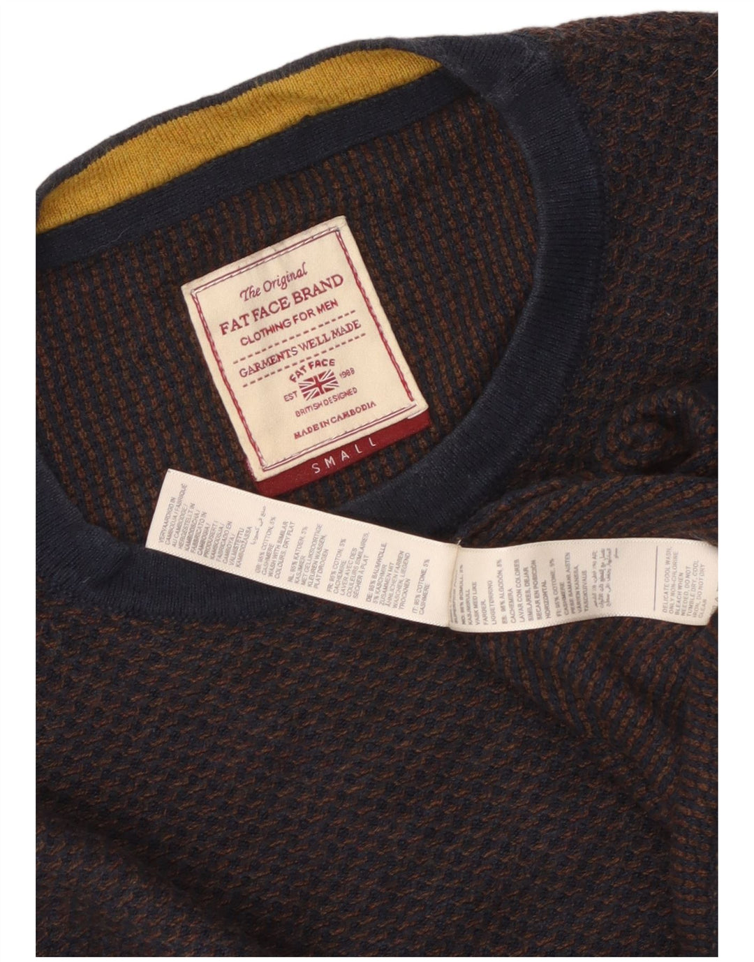 Maglione girocollo da uomo Fat Face piccolo in cotone blu navy