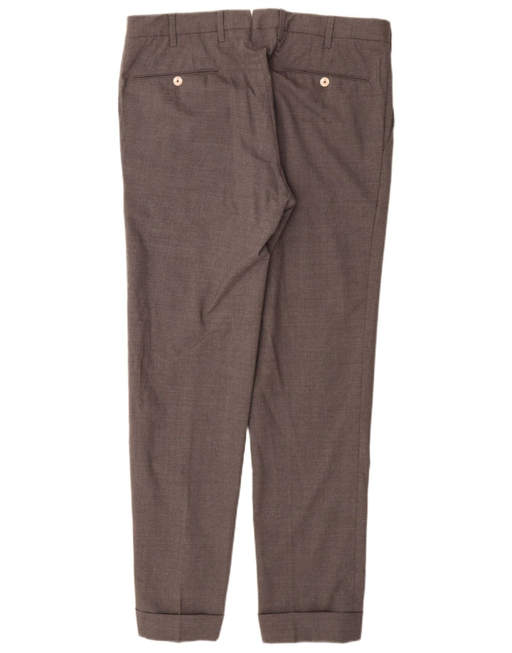 Pantaloni da abito slim da uomo VINTAGE IT 48 Medio W32 L31 Lana grigia