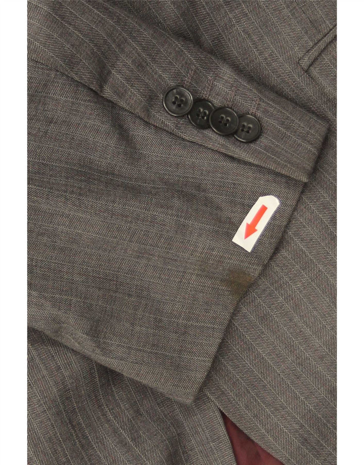 Giacca blazer a 2 bottoni da uomo Marks & Spencer UK 44 XL lana a spina di pesce grigia
