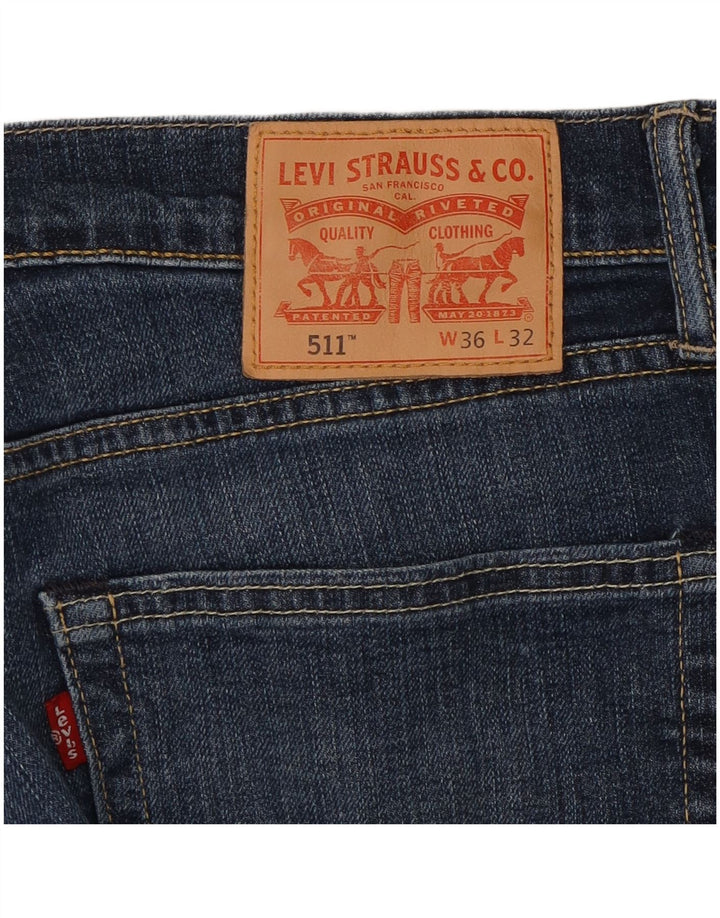 Levi's Uomo 511 Slim Jeans W36 L32 Blu Navy Cotone
