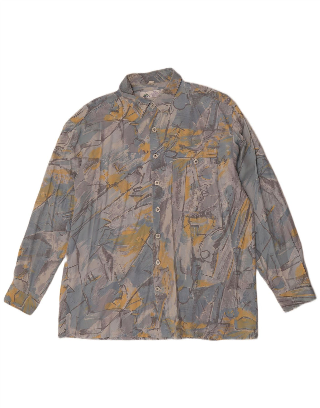 Nuova camicia veloce da uomo C&A taglia 16 grande viscosa geometrica blu