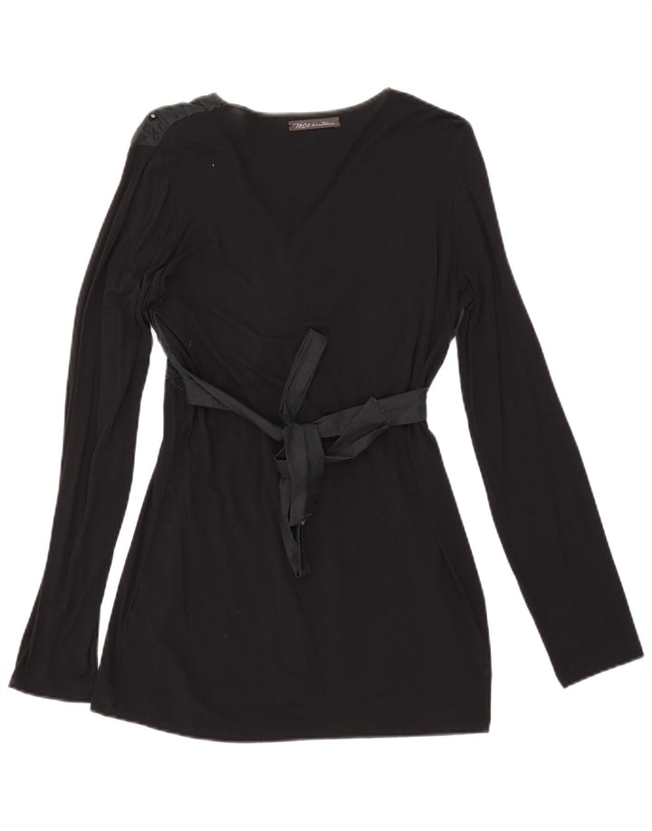 Top tunica a maniche lunghe da donna Marlboro Classics UK 14 Large in viscosa nera