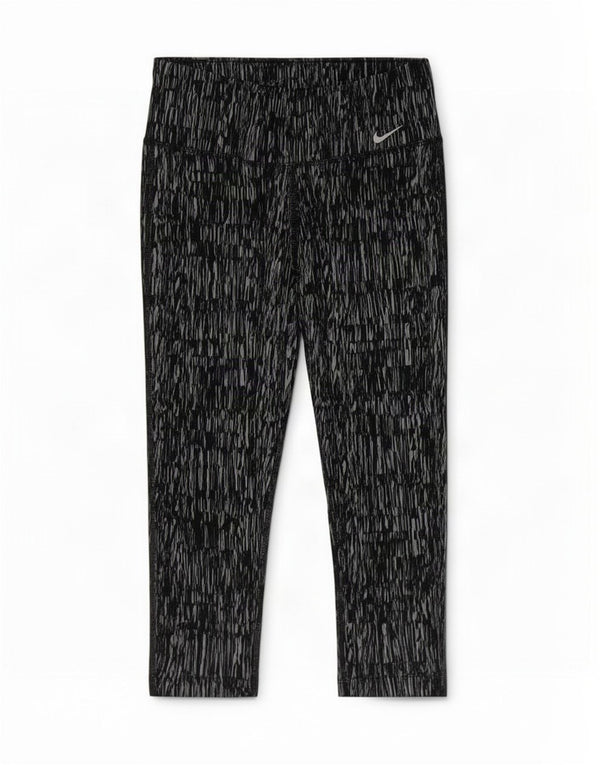 Leggings Capri da donna Dri Fit modello astratto Nike UK 10 piccoli neri