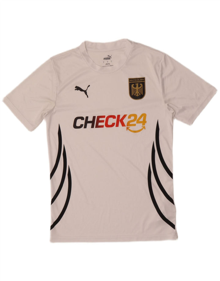 T-shirt grafica da uomo Puma Deutshland Top Small in poliestere color block bianco