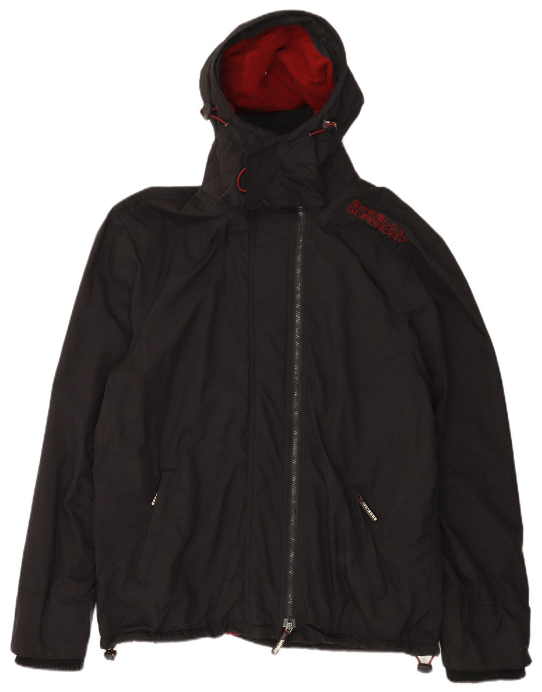 Giacca antipioggia da uomo con cappuccio grafico SUPERDRY The Windcheater UK 44 2XL Nera