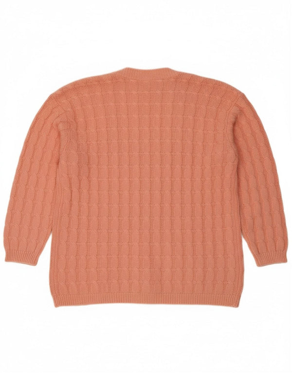 Maglione cardigan da donna vintage UK 18 XL cotone rosa