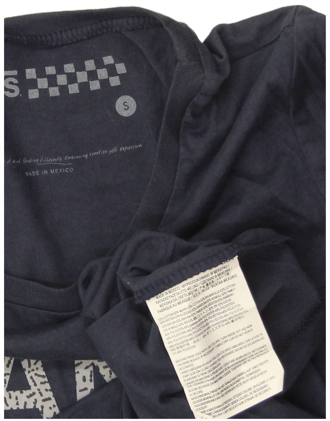 T-shirt grafica da donna VANS Top UK 8 Small in cotone blu navy