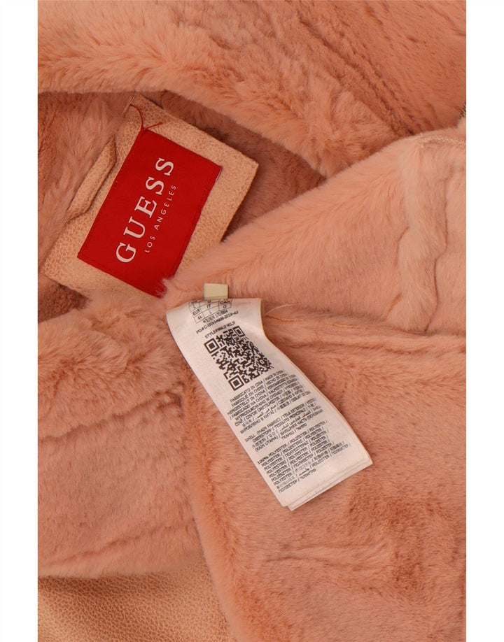 Guess Giacca Sherpa da donna in ecopelle UK 12 Poliestere rosa medio