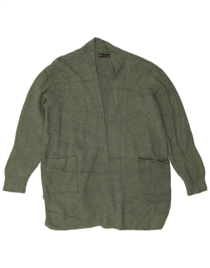 Maglione cardigan aperto lungo da donna Marks & Spencer UK 16 grande kaki