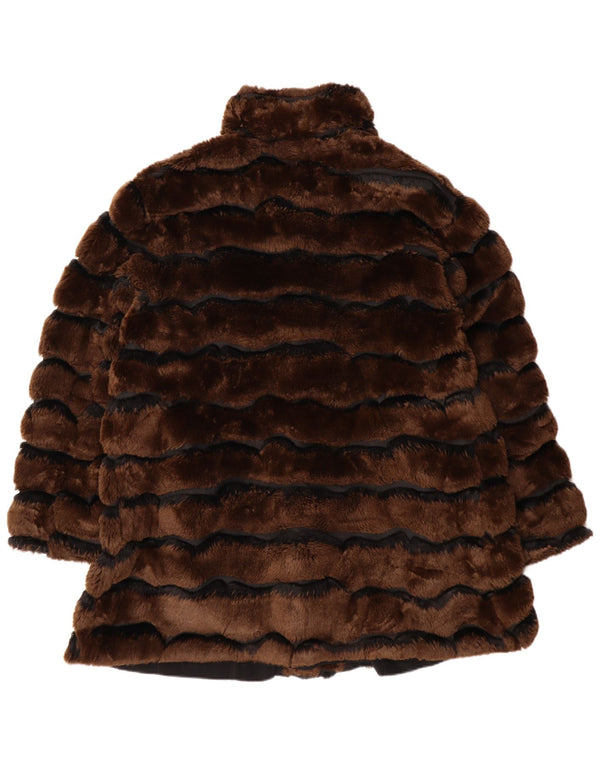 Petite M. Cappotto reversibile da donna in pelliccia sintetica UK 20 2XL Marrone a righe