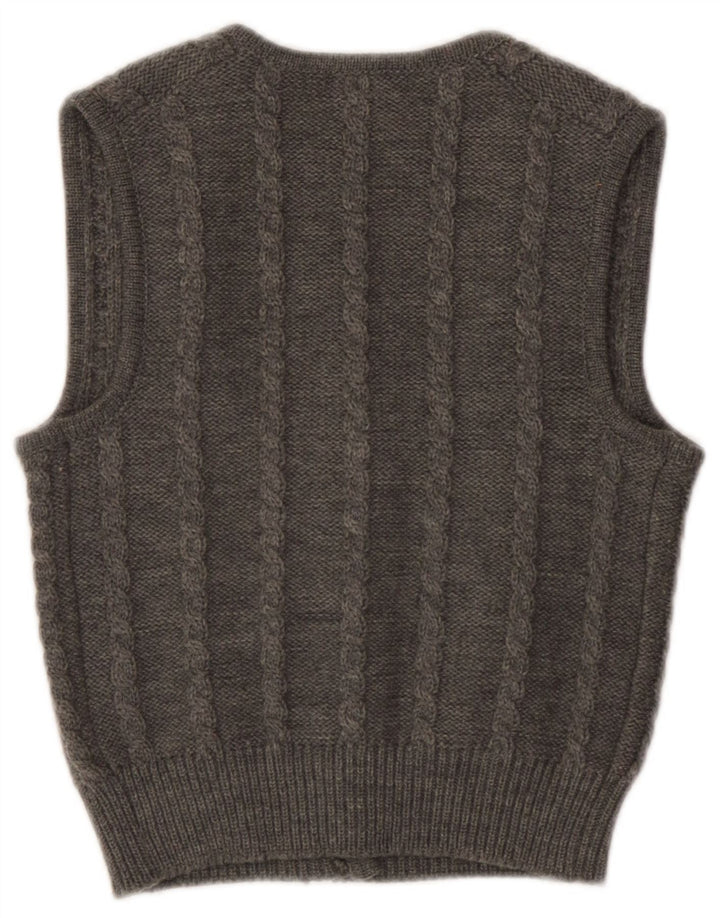 Giesswein Gilet corto lavorato a maglia da donna EU 42 Large Grigio Lana Vergine
