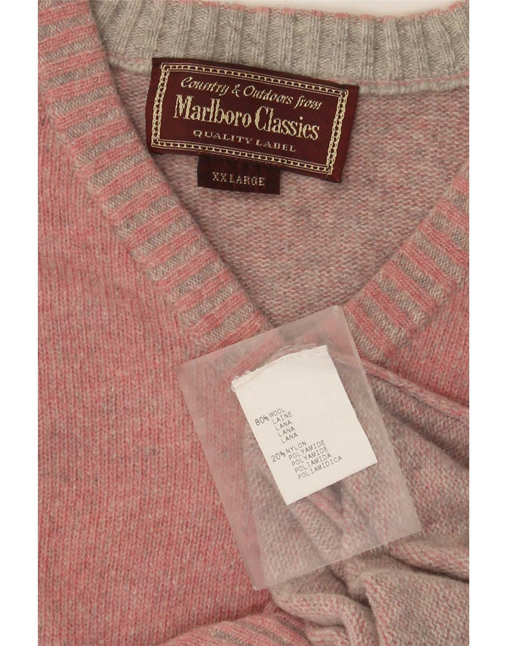 Maglione da uomo con scollo a V Marlboro Classics 2XL lana rosa