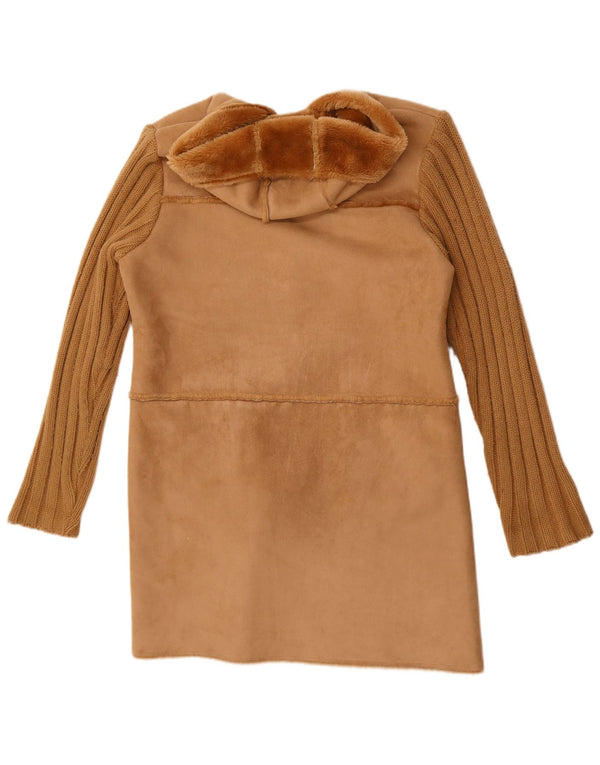 Montgomery Sherpa con cappuccio da donna vintage UK 14 Poliestere marrone medio