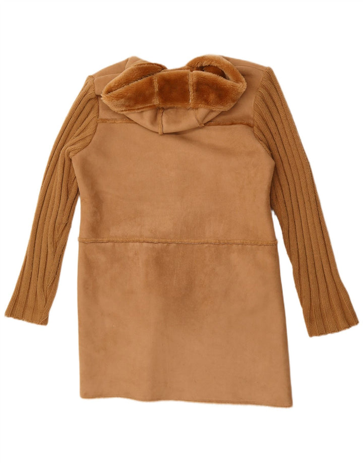 Montgomery Sherpa con cappuccio da donna vintage UK 14 Poliestere marrone medio