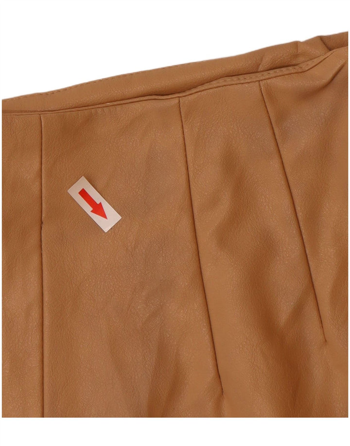 Pantaloncini in pelle da donna Zara piccoli W26 poliuretano beige