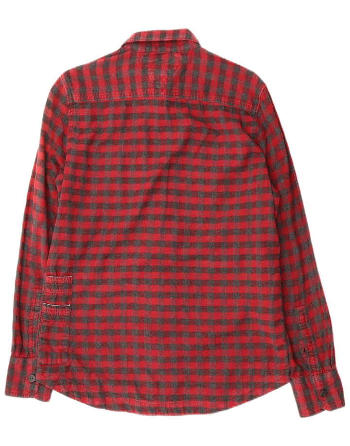 Camicia da uomo in flanella di cotone a quadretti rosso medio Superdry