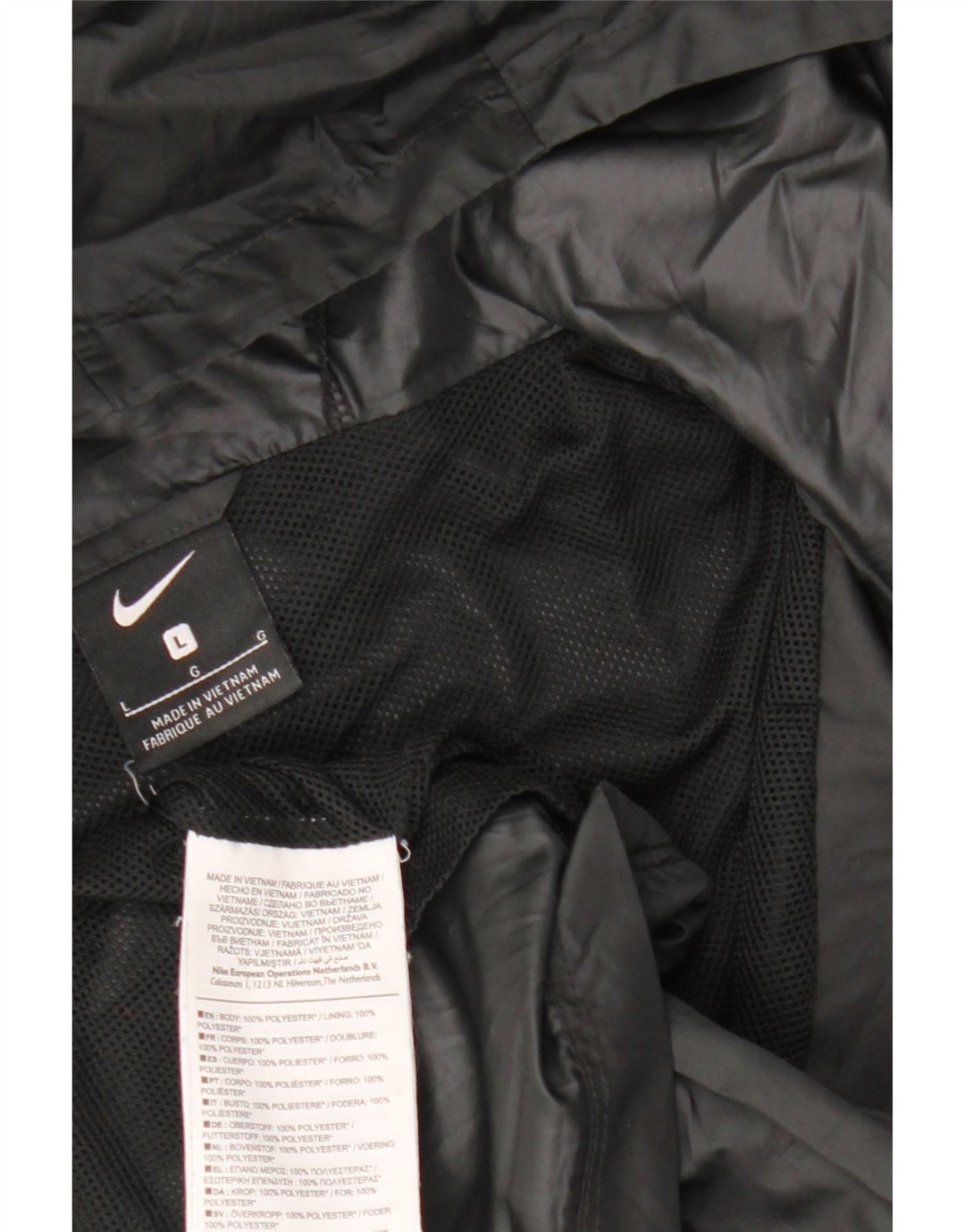 NIKE Mens Hooded Rain Jacket UK 40 Large Black Polyester