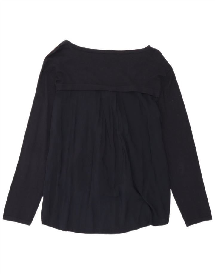 Armani Jeans Donna Top Manica Lunga UK 12 Medio Blu Navy