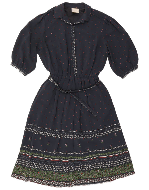 Abito a trapezio da donna con maniche a 3/4 RALPH EU 46 XL Poliestere floreale blu navy