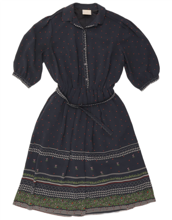 Abito a trapezio da donna con maniche a 3/4 RALPH EU 46 XL Poliestere floreale blu navy