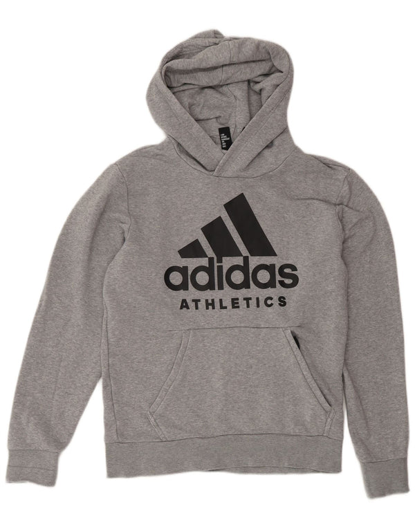 Adidas Mens Graphic Hoodie Jumper Small Grey Flecked Cotton