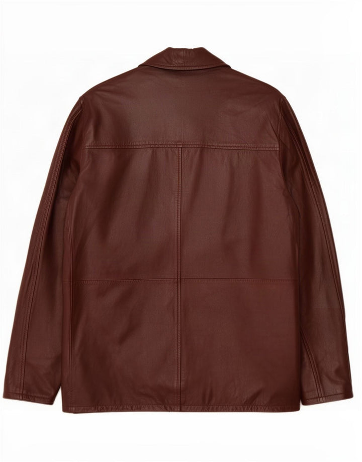 Cappotto in pelle vintage da uomo IT 54 2XL Marrone